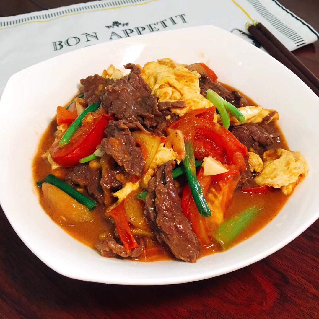 番茄鸡蛋炒牛肉的做法