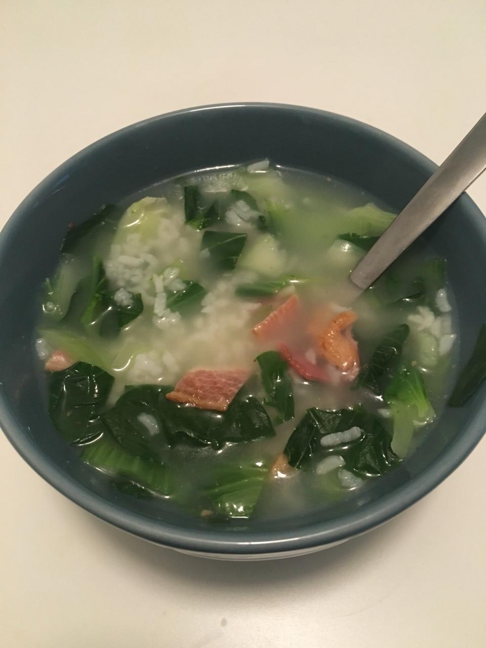 培根菠菜粥