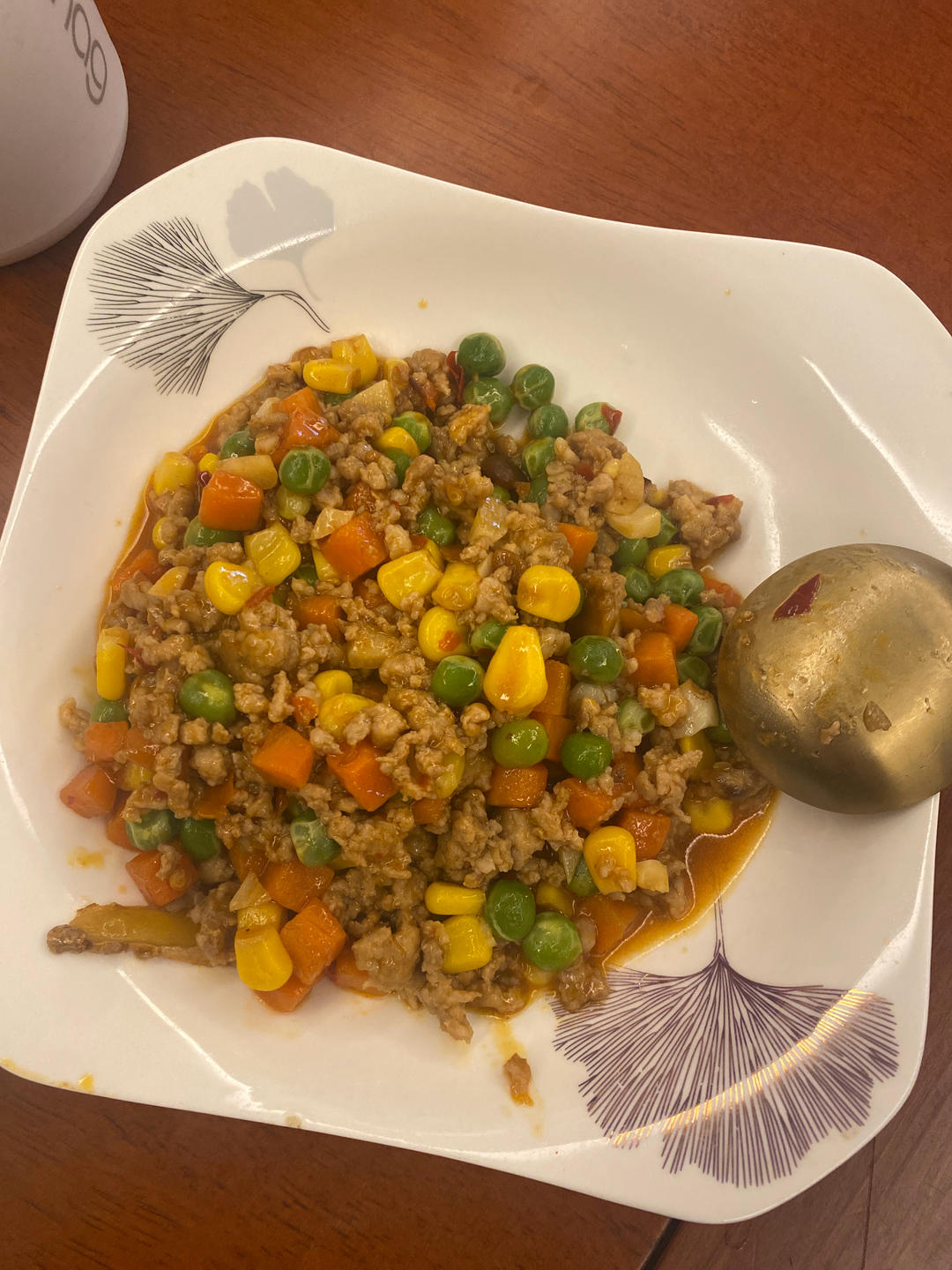 肉沫青豆玉米胡萝卜丁