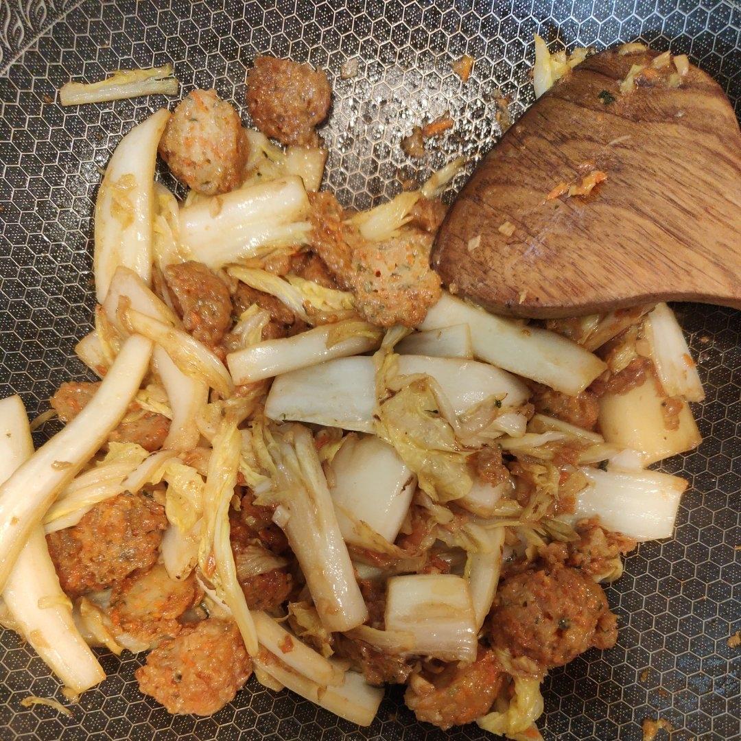小白菜炒素丸子