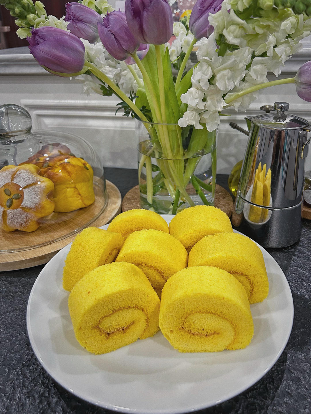 金灿灿的南瓜蛋糕卷‼️不加一滴水‼️组织超细腻