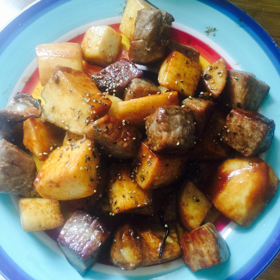 黑胡椒杏鲍菇牛肉粒