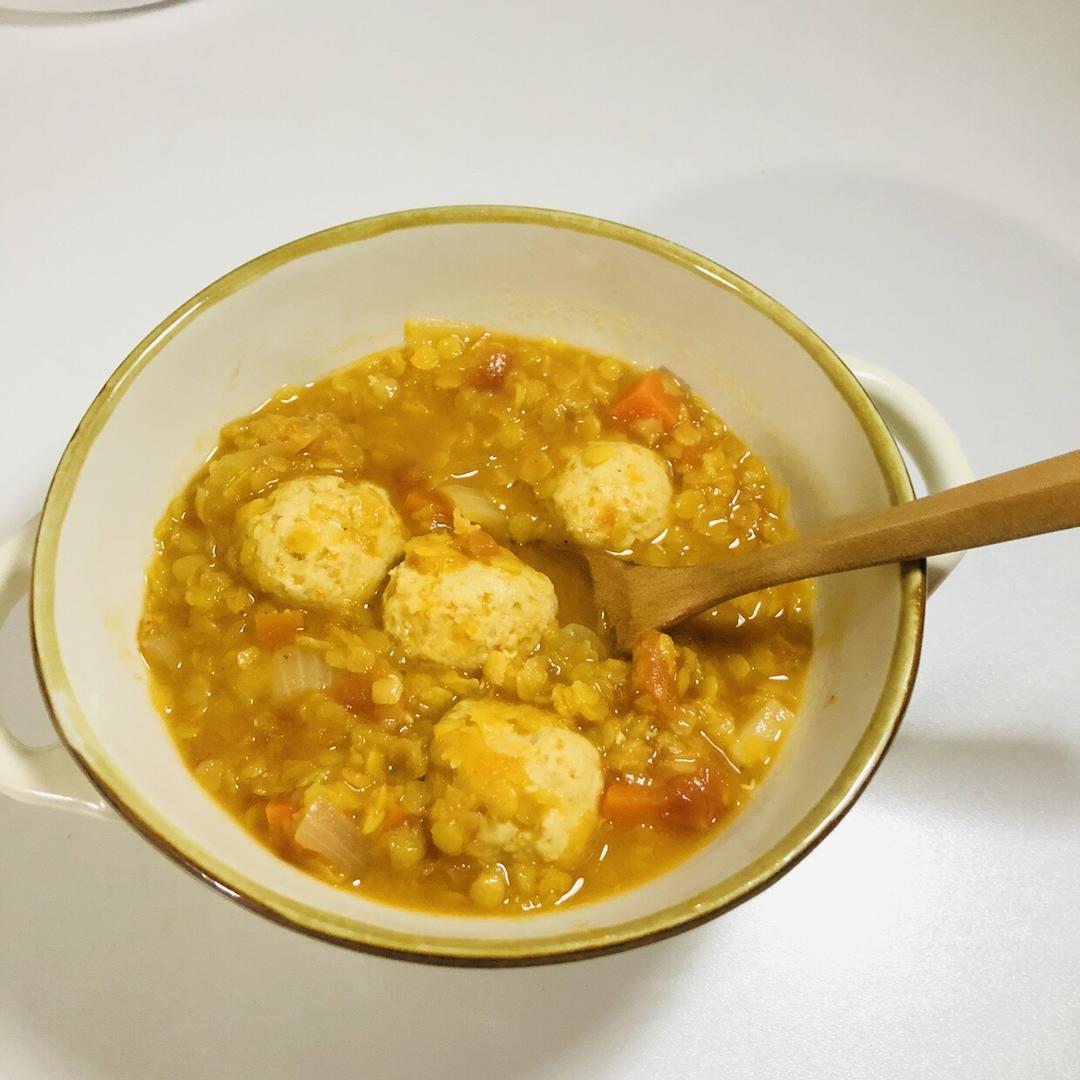 健身餐一锅端｜咖喱红扁豆鸡胸肉丸