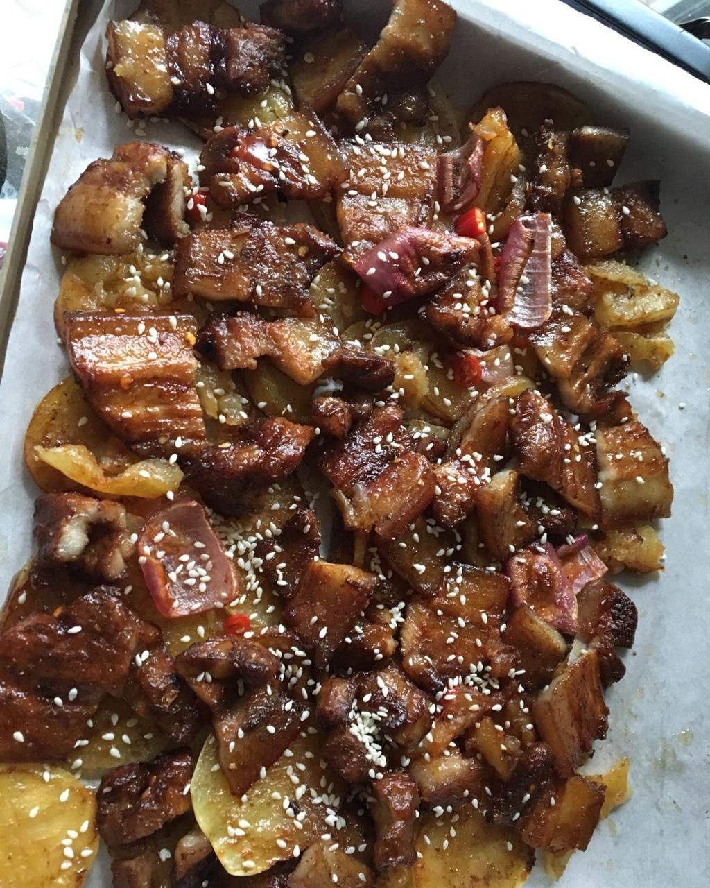 烤箱版土豆烤五花肉
