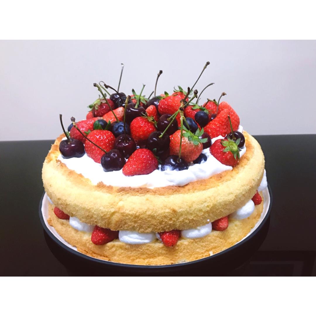 【零失败】不会裱花没关系的水果裸蛋糕 芒果裸蛋糕 完美戚风胚