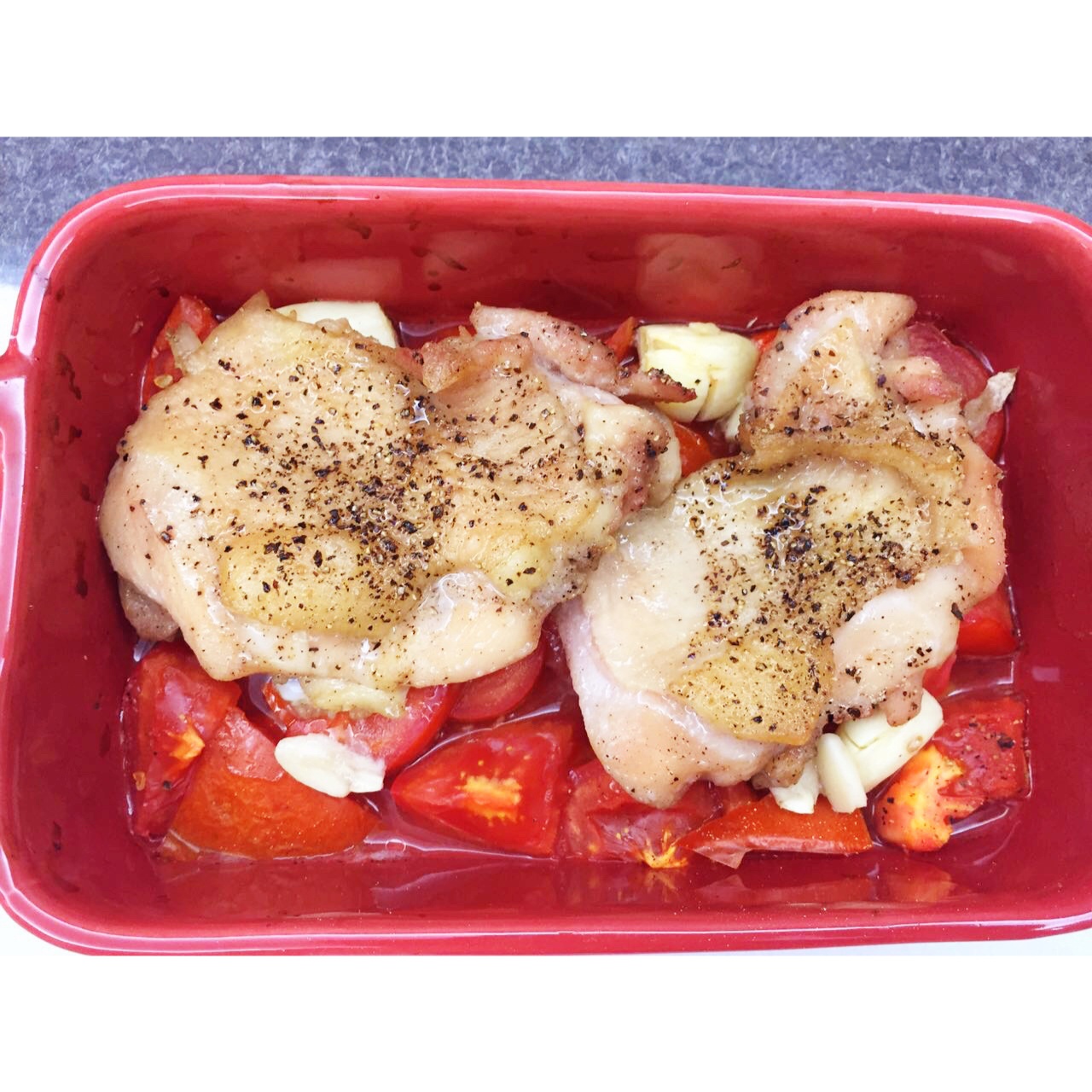 香蒜蕃茄烤鸡腿