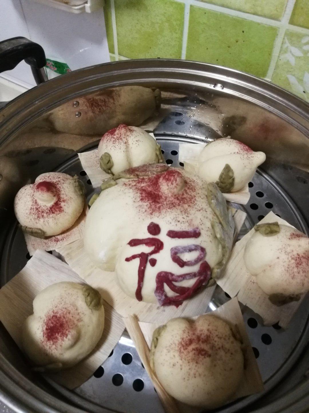 骑着豆豆去耍会做的寿桃馒头水蜜桃馒头