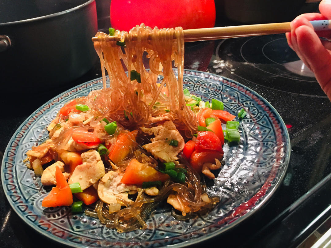 鸡胸肉彩椒粉条