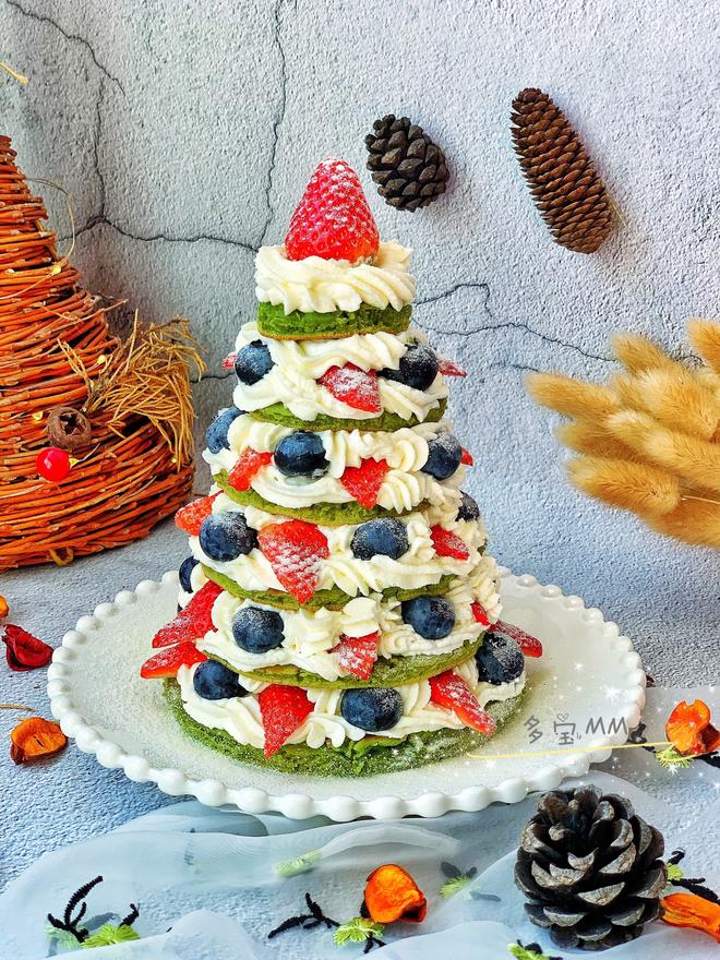 免烤箱❗️高颜值巨好吃的圣诞树松饼蛋糕🎄手把手教你做，让我们一起快乐过圣诞。的做法
