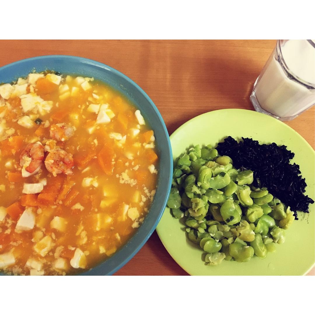 虾仁豆腐南瓜炖