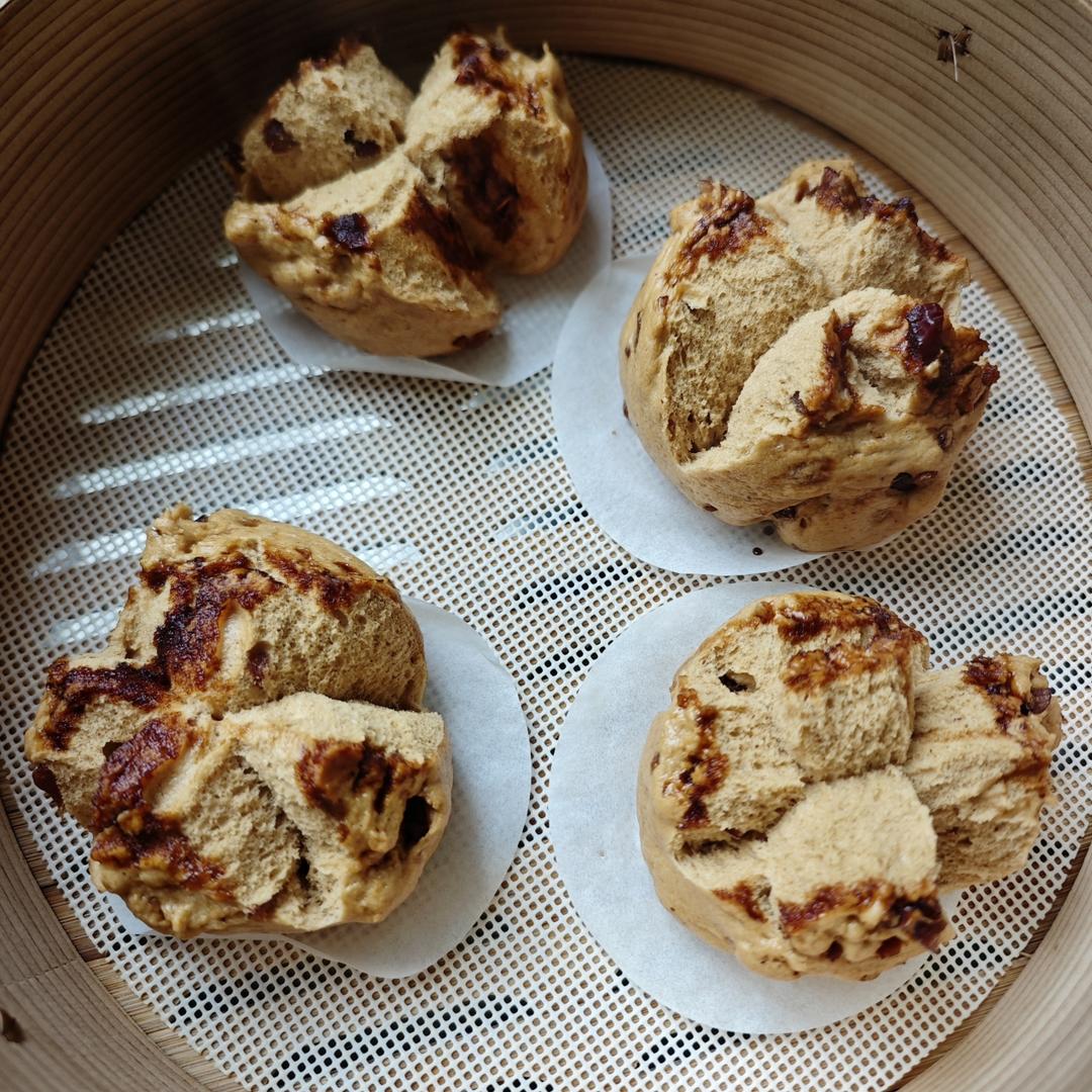 容易开花的红糖红枣馒头