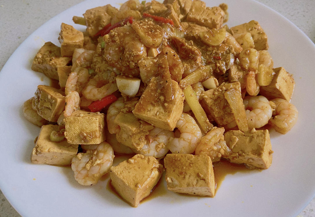 夏日下饭清新小炒：虾仁烧豆腐