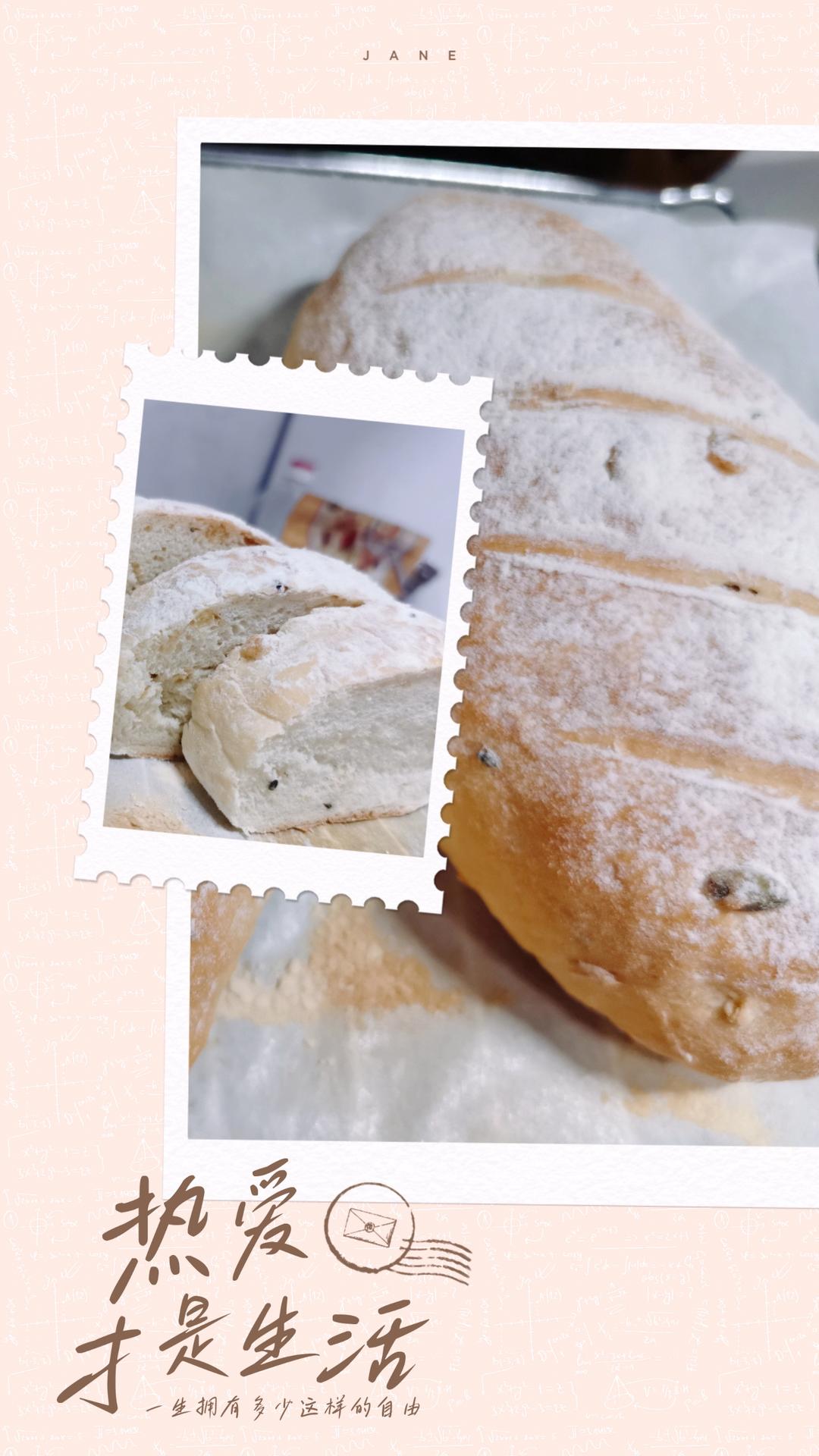 无糖无油全麦坚果面包 免揉版（12升小烤箱版）