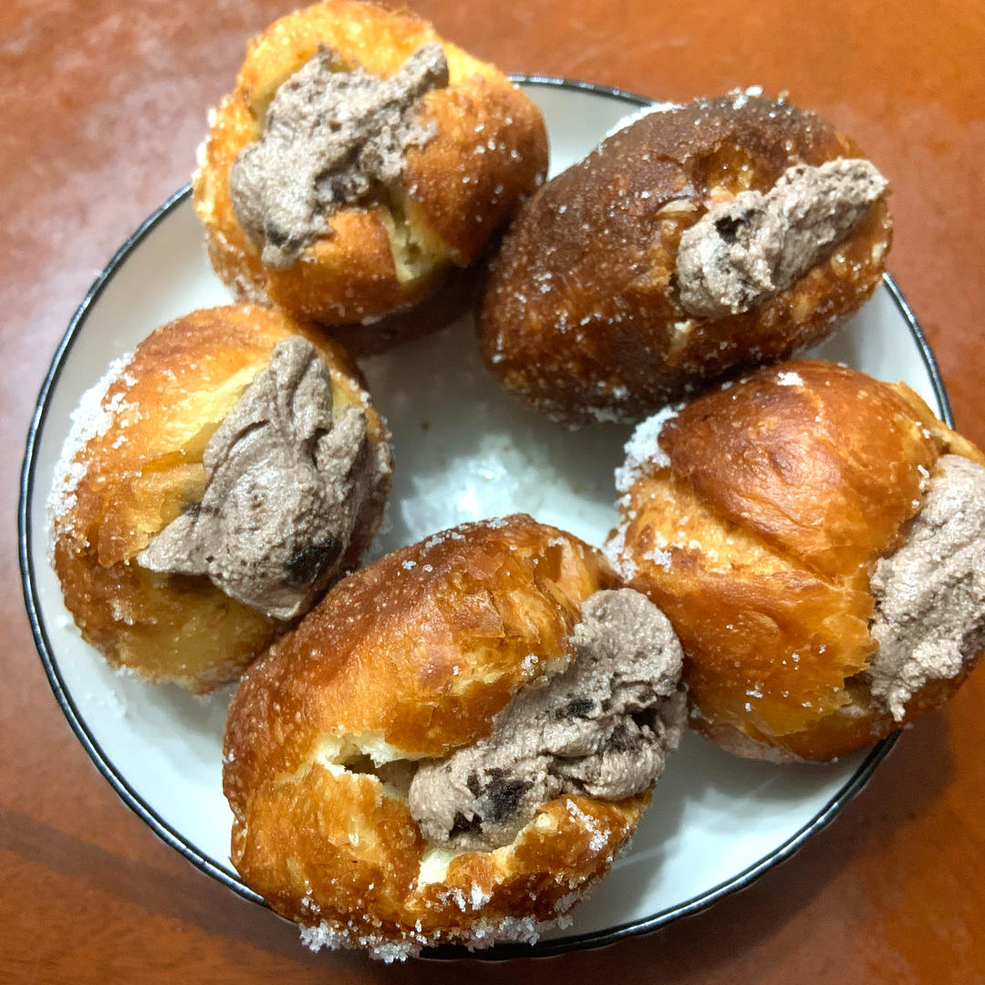 免烤箱‼️韩式卡士达酱甜甜圈🍩