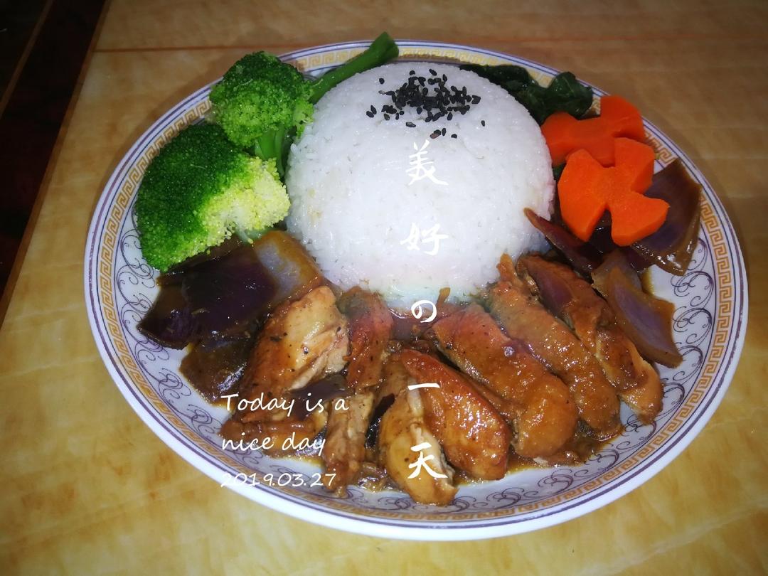 黑椒鸡腿饭