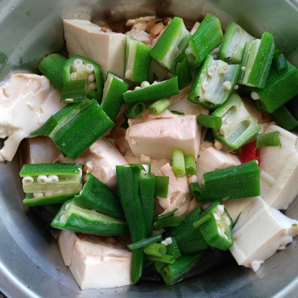 油淋秋葵嫩豆腐