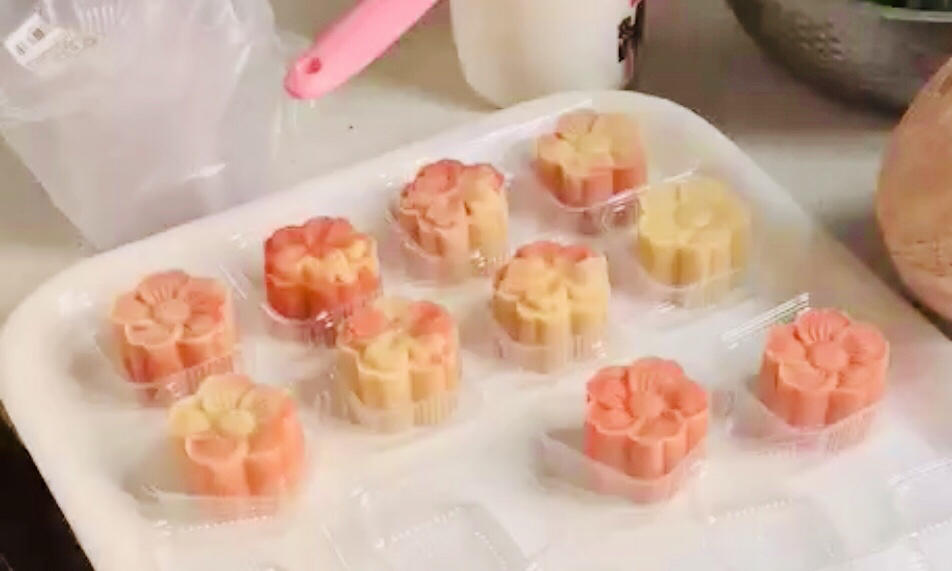 花式渐变桃山皮月饼，低油低脂颜值爆表