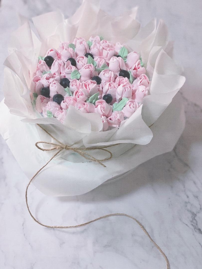 3分钟完成几乎零成本的女神节母亲节花束蛋糕