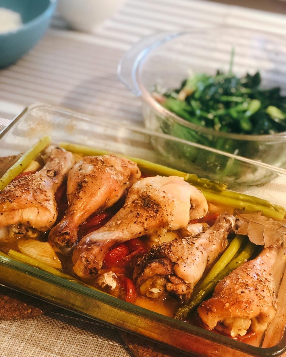 香蒜蕃茄烤鸡腿