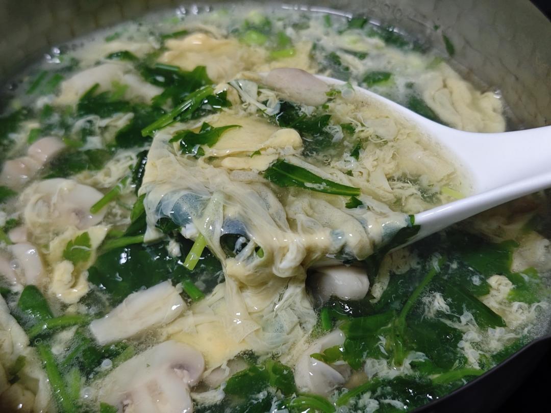 菊花脑白蘑菇鸡蛋汤