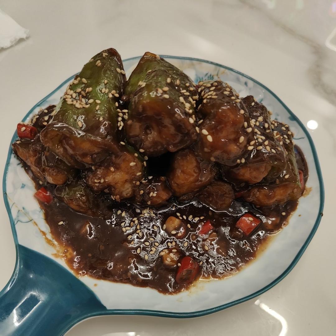 超下饭的青椒酿虾滑