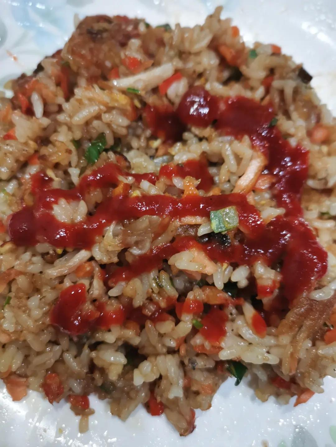 不放油的三文鱼（骨）炒饭