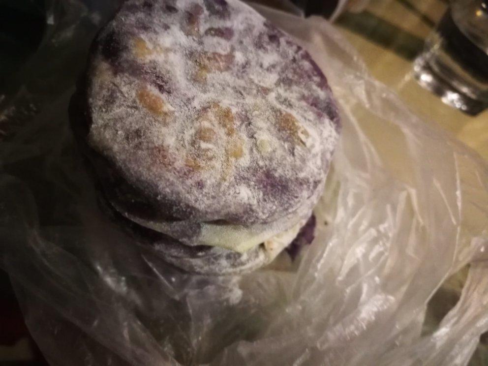 超快手不揉面不放油的低脂奶香紫薯饼