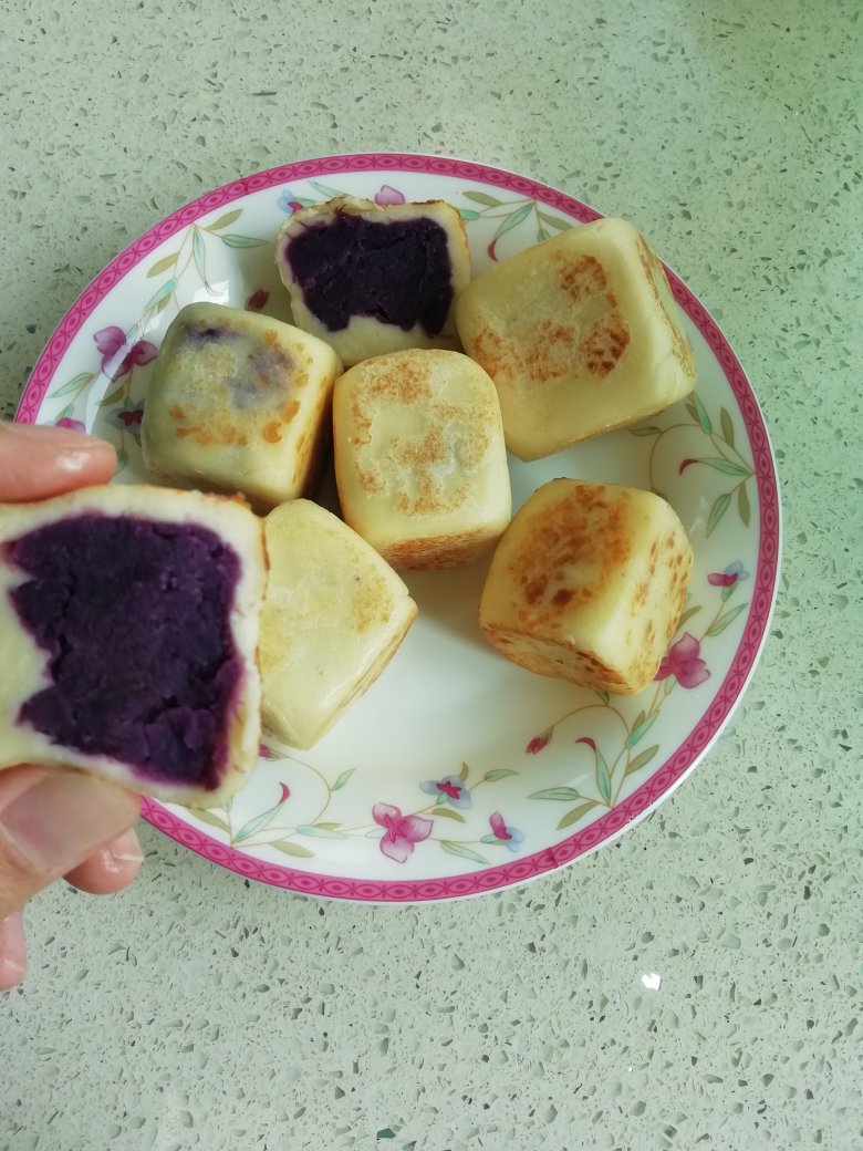 低卡山药紫薯糕