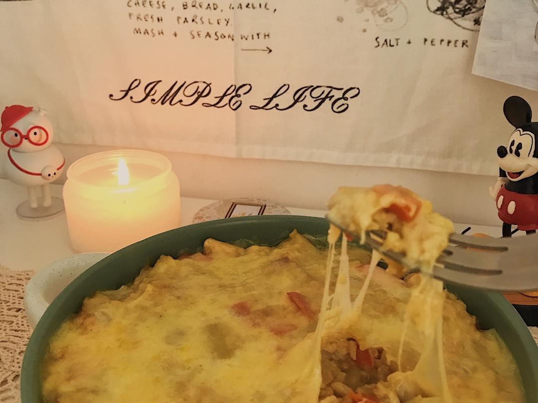 烤箱版会拉丝的芝士鸡肉焗饭