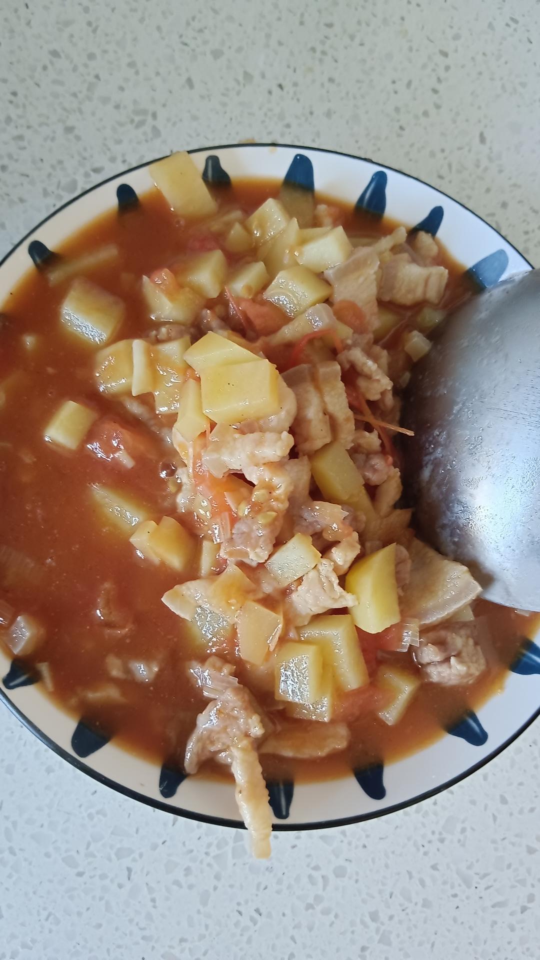 肉末西红柿土豆打卤面