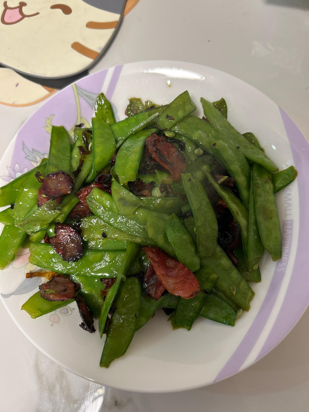 超脆爽的荷兰豆炒香肠
