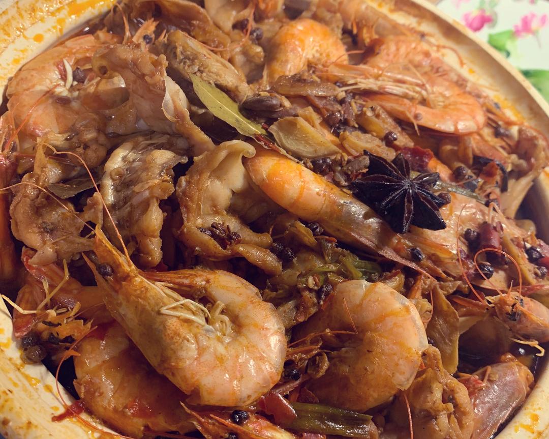 牛蛙虾煲的做法