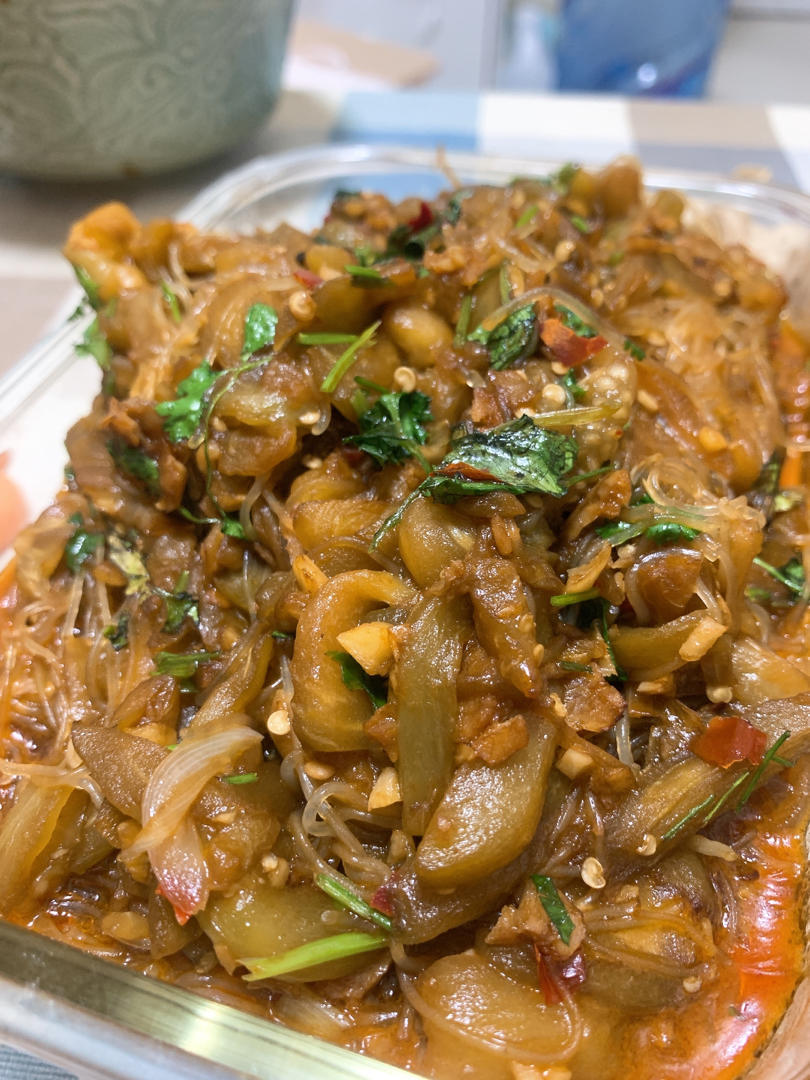 不放一滴水爆下饭茄子粉丝煲！巨浓香！