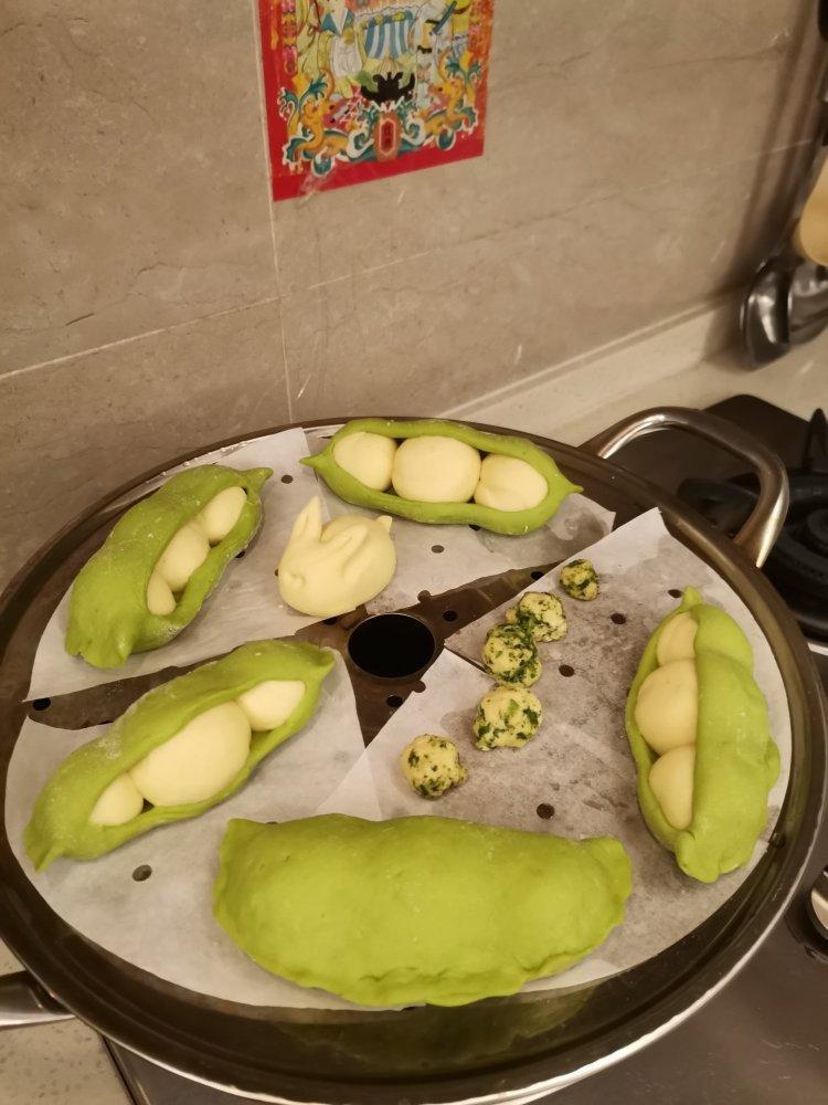 🍀健康辅食-豌豆荚馒头，可可爱爱营养多
