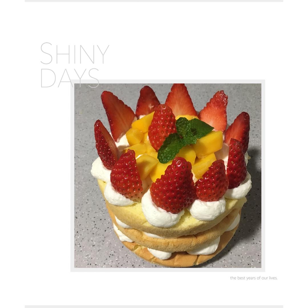 【零失败】不会裱花没关系的水果裸蛋糕 芒果裸蛋糕 完美戚风胚