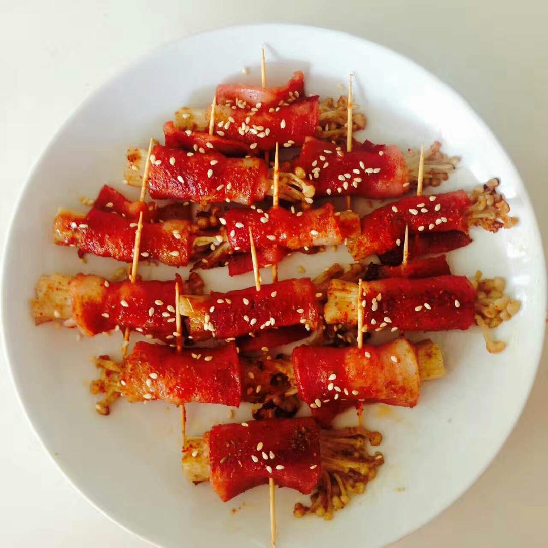 香煎培根金针菇卷