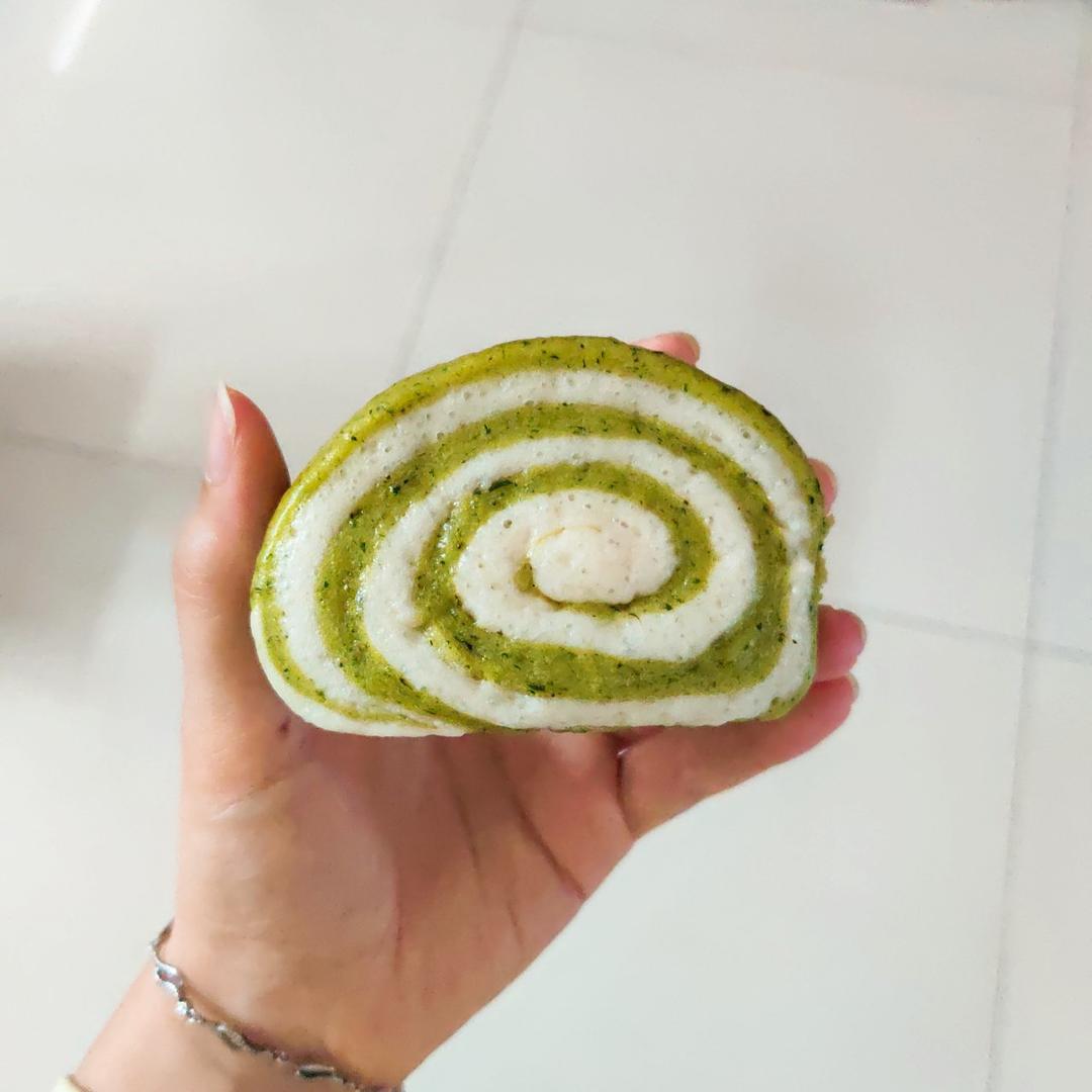 艾草双色馒头(一次发酵)