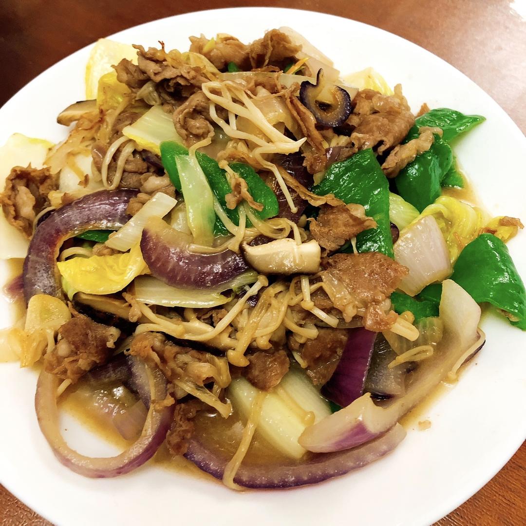 金针菇炒羊肉片