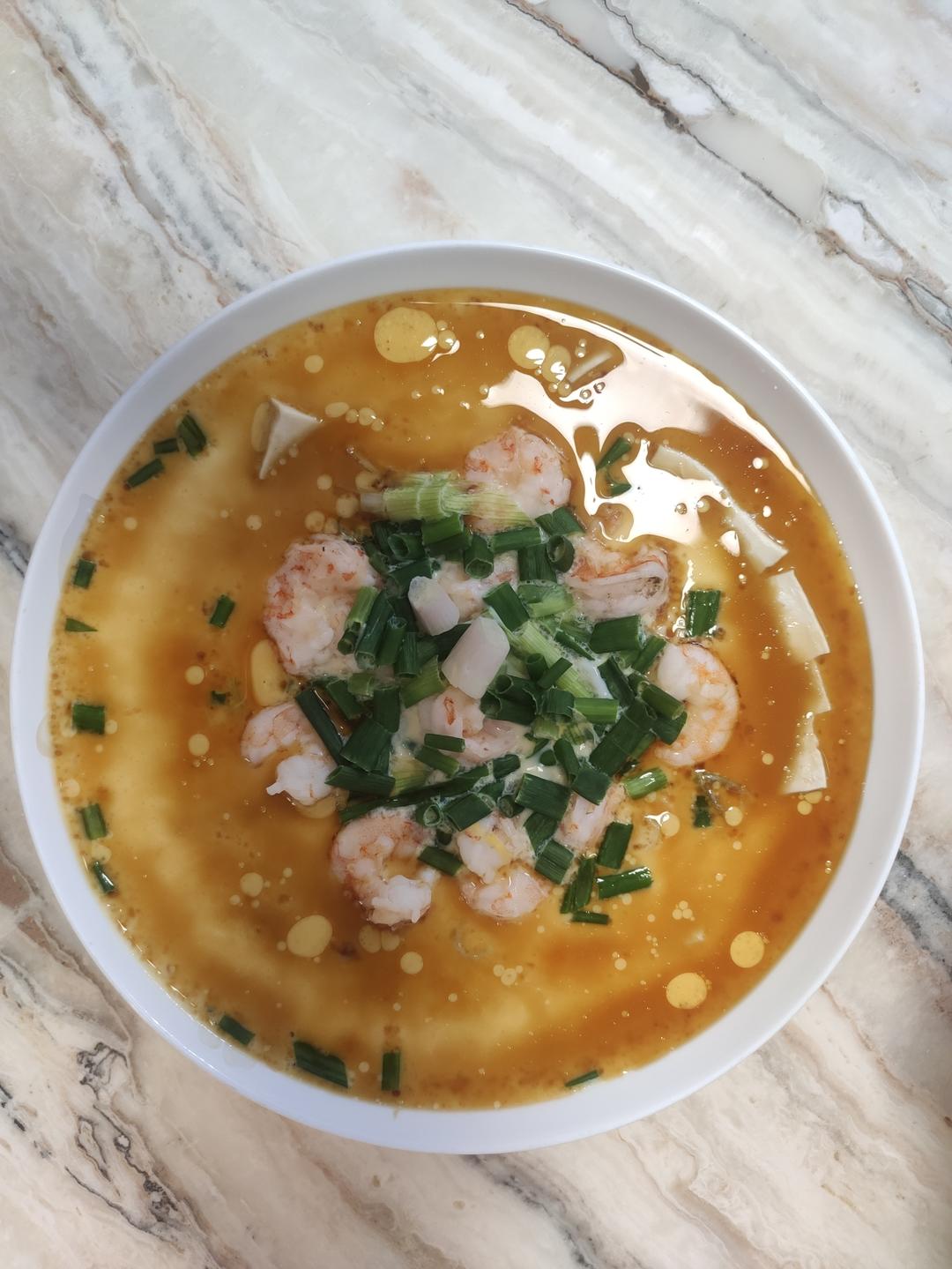虾仁豆腐蒸水蛋