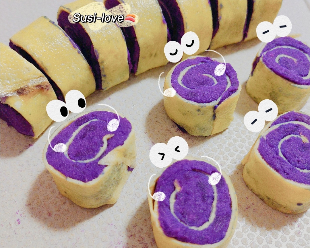奶香紫薯鸡蛋卷的做法