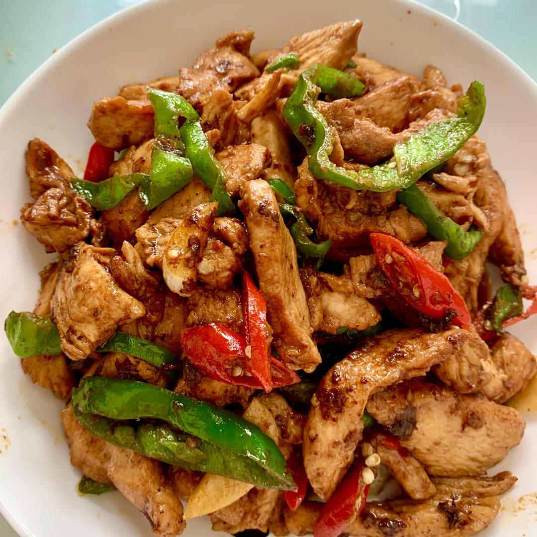 shanzixu做的辣炒鸡胸肉快手菜超下饭