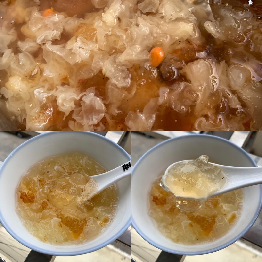 桃胶皂米角炖银耳