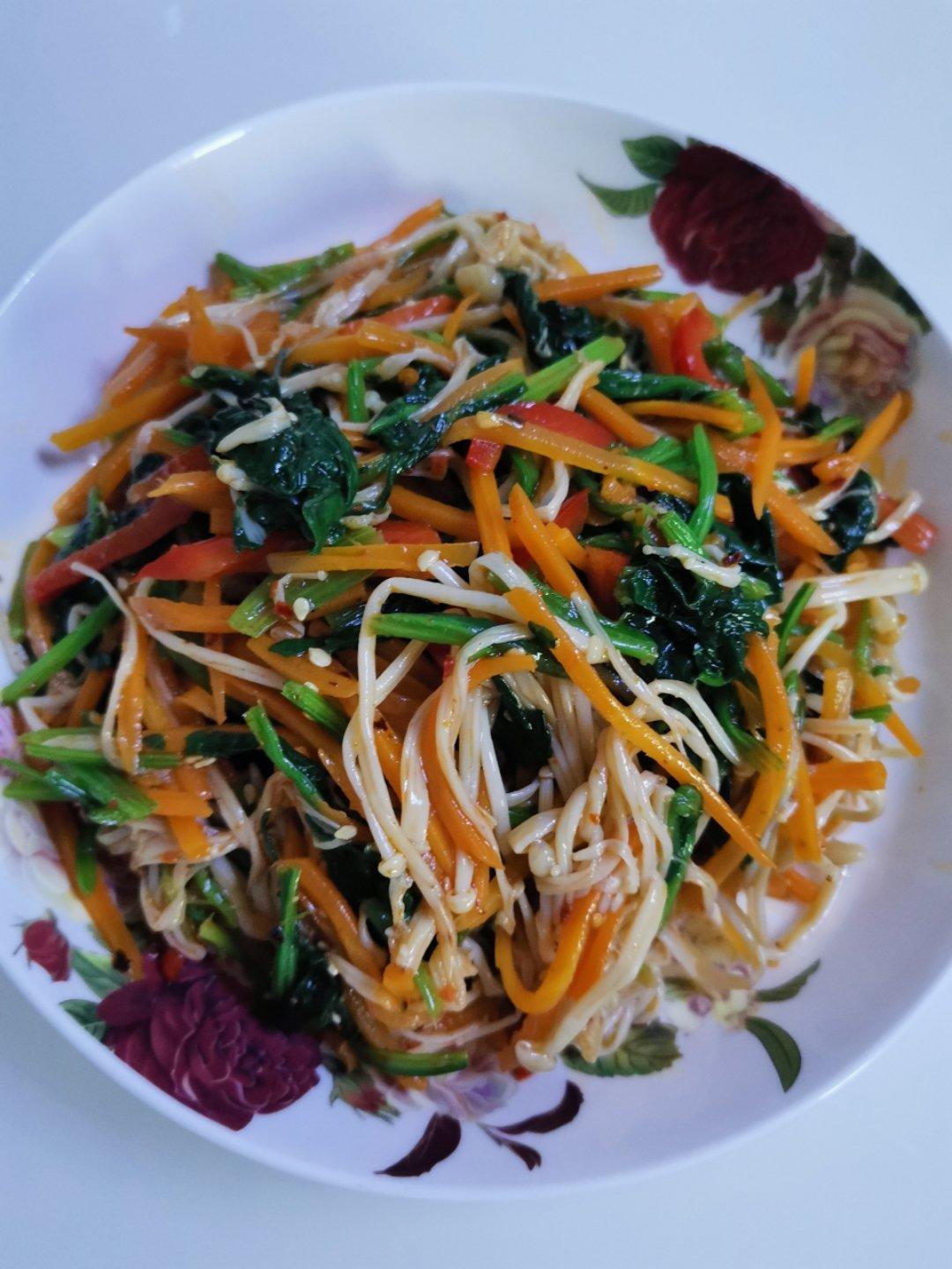 凉拌菠菜金针菇