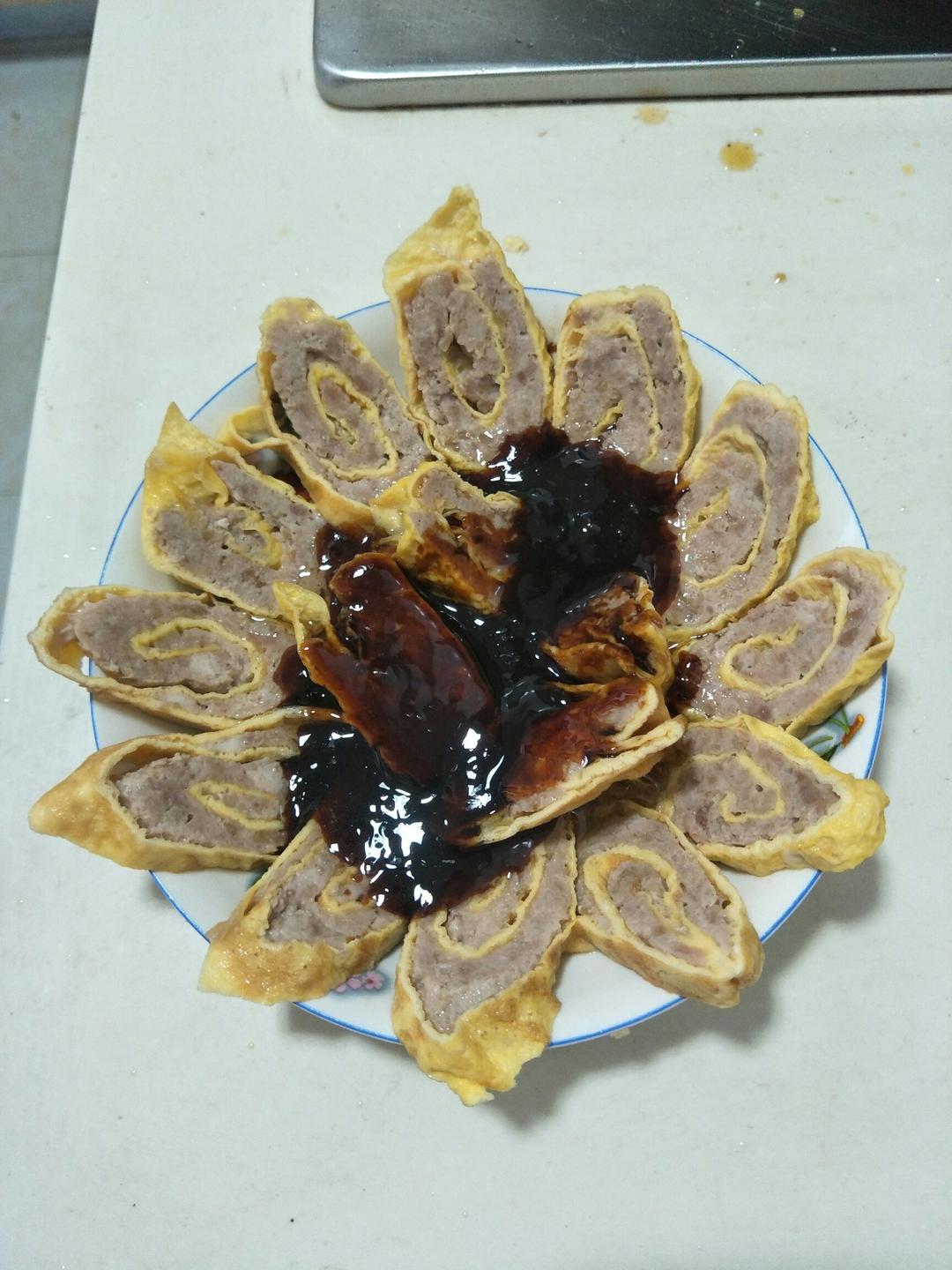 老爸的手艺---蒸肉蛋卷