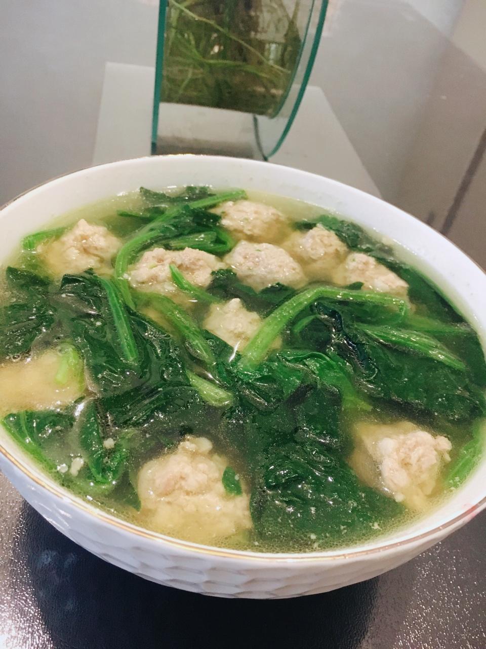 missnun做的菠菜丸子汤