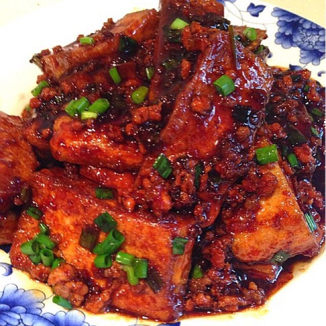香葱肉末干烧老豆腐