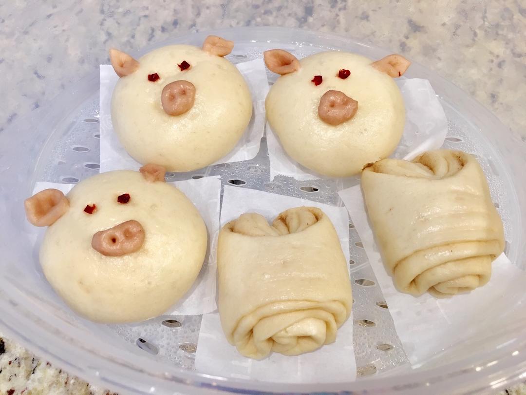 可爱的小猪豆沙包