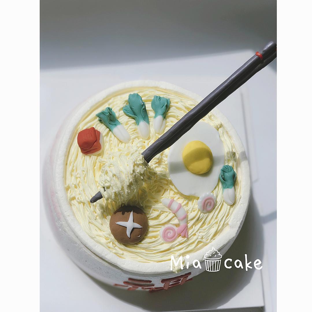 鸡蛋虾仁鱼板面蛋糕(寿面蛋糕)