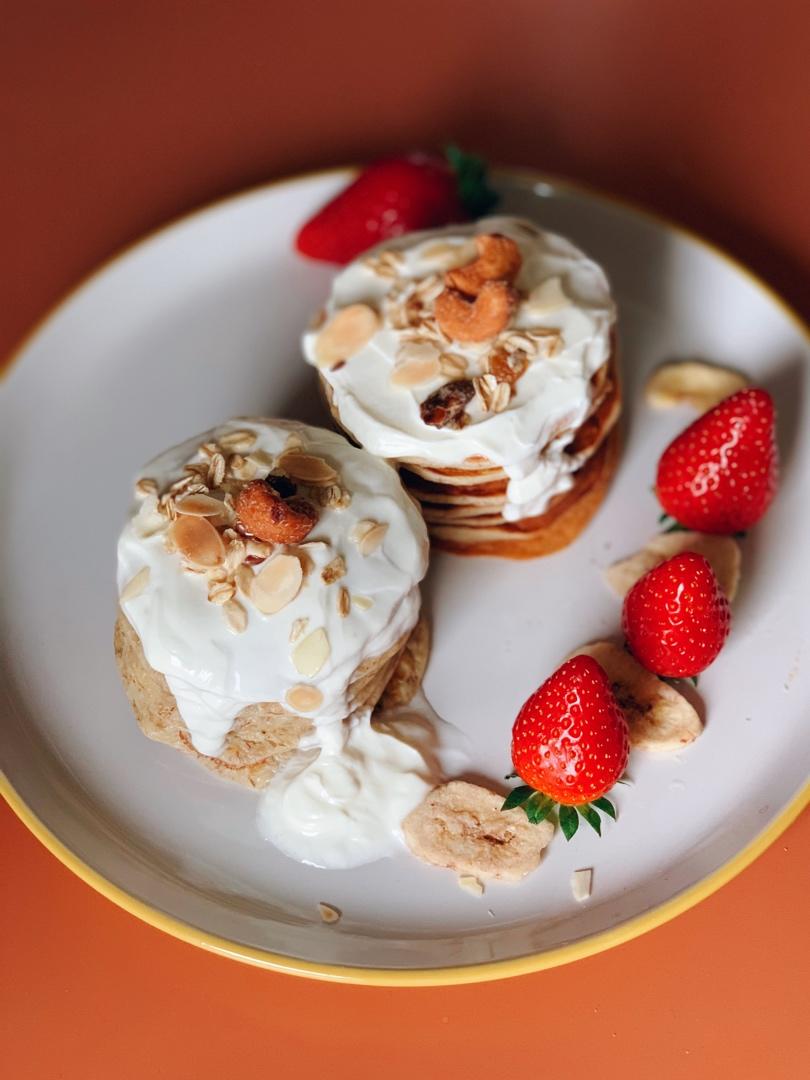 无面粉～燕麦麸皮香蕉松饼pancake