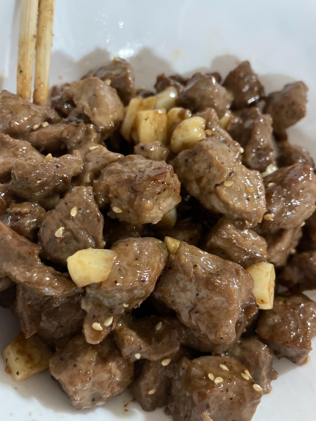 我做的蒜香孜然牛肉粒完爆烧烤店！！